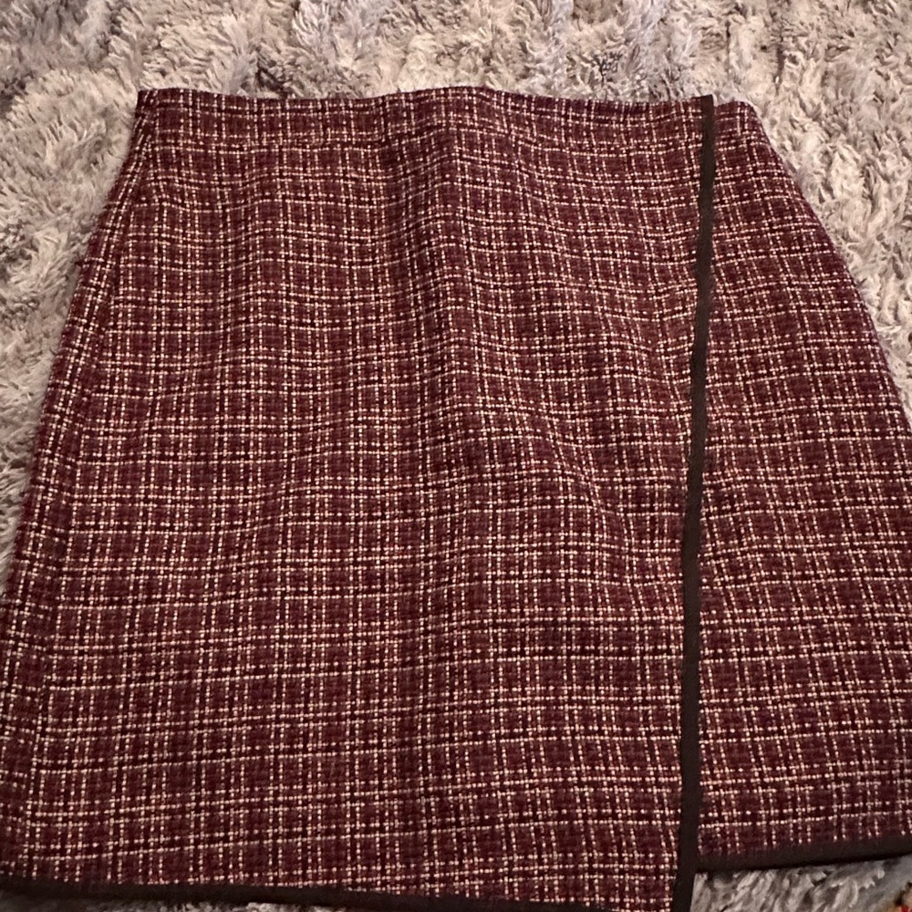 LOFT Red and Black Mini Pencil Skirt